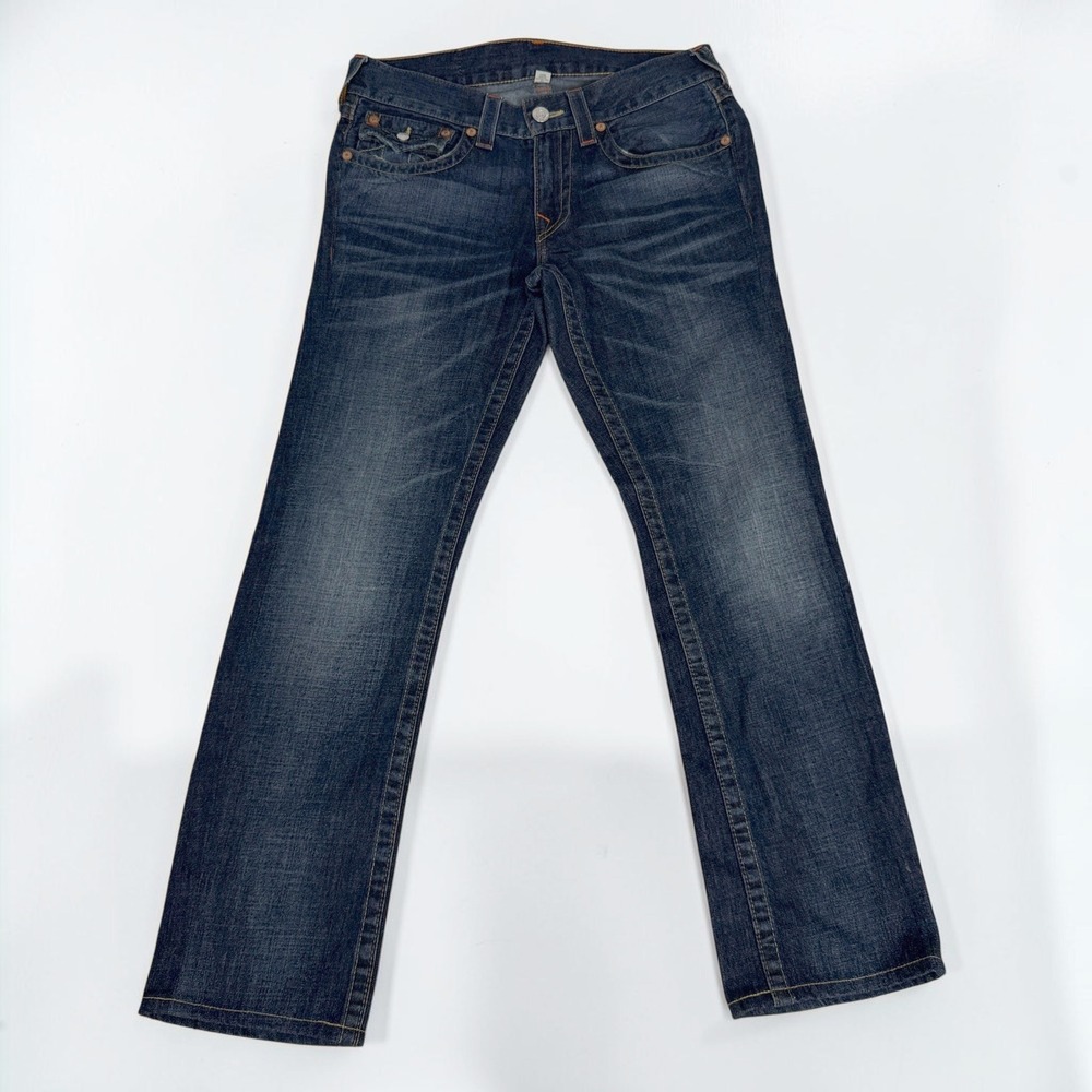 True Religion World Tour Jeans Mens 31 Bootcut Dark Wash Flap Pocket Y2K